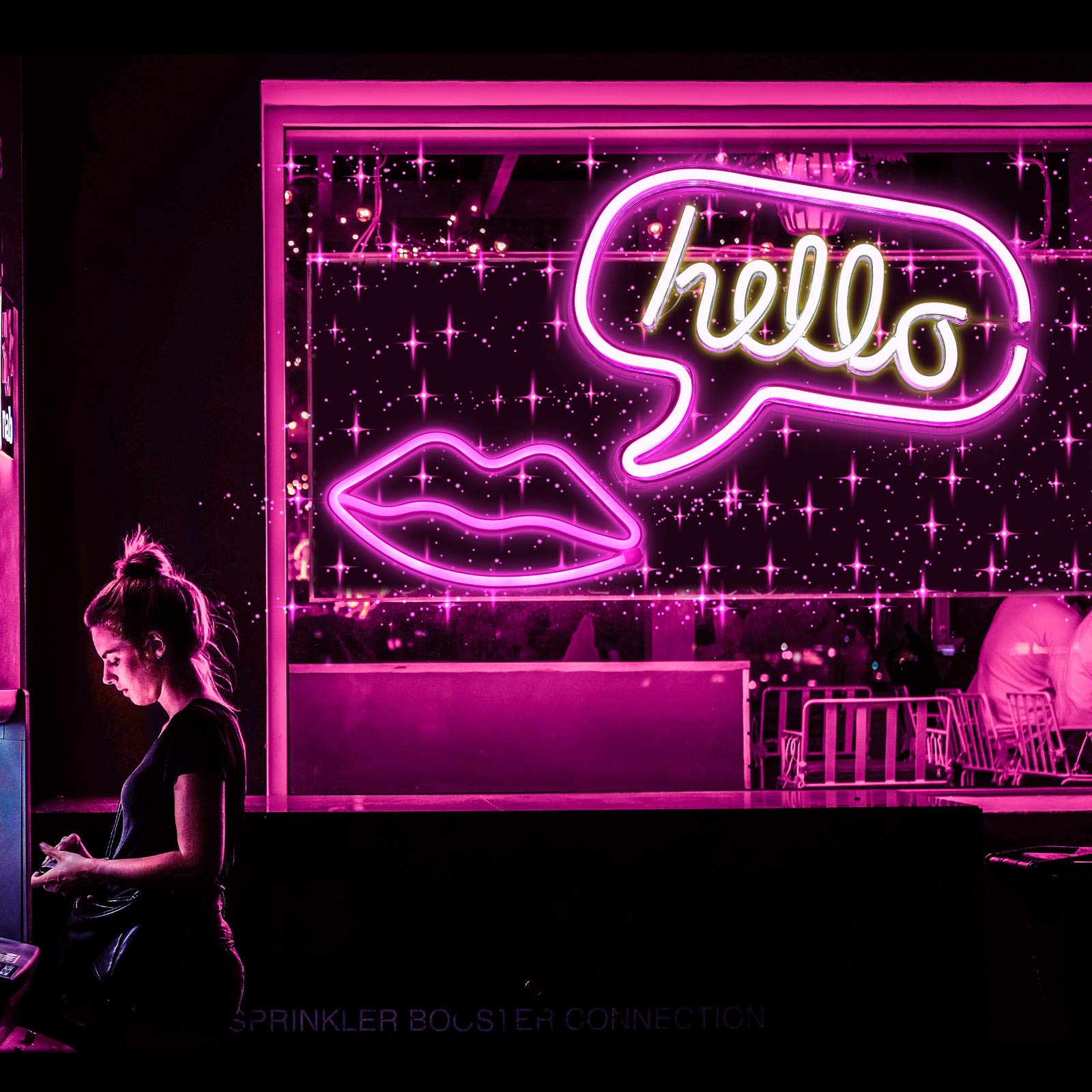 Amazon.co.jp: ネオンライトサイン2点セット ハローキティ リップ型