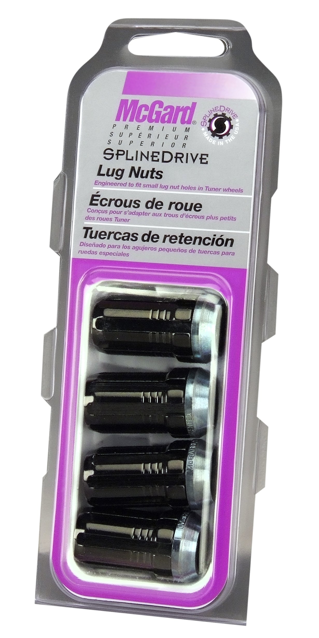 McGard 65340BK SplineDrive Chrome/Black (1/2" - 20 Thread Size) Cone Seat Lug Nut, (Set of 4)