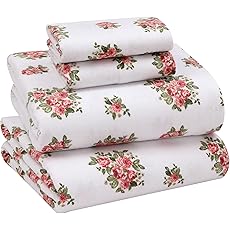 Tribeca Living 100% Cotton Flannel Sheet Set - 200 GSM, Deep Pocket, Ultra Soft & Cozy, Twin XL, Floral Ptinted
