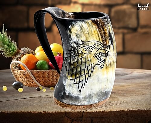 Miniatura 3 de Taza de cuerno vikingo para beber, 16-20 onzas, la mejor taza de cuerno de buey hecha a mano única para bebidas frías, 100% segura para alimentos.