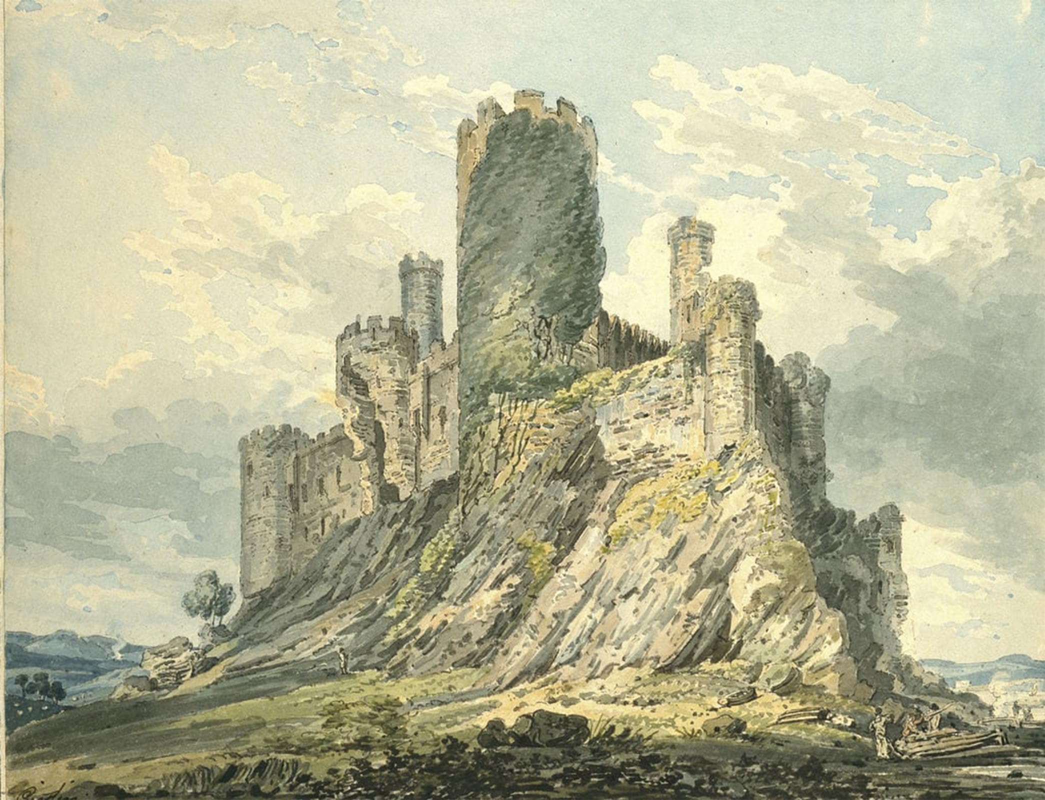 ARTXLXXBN Famous Painting Art Wall Decor Abstract Art Picture Conway Castle by Girtin Animal Pictures for Home Decor 60x90cm
