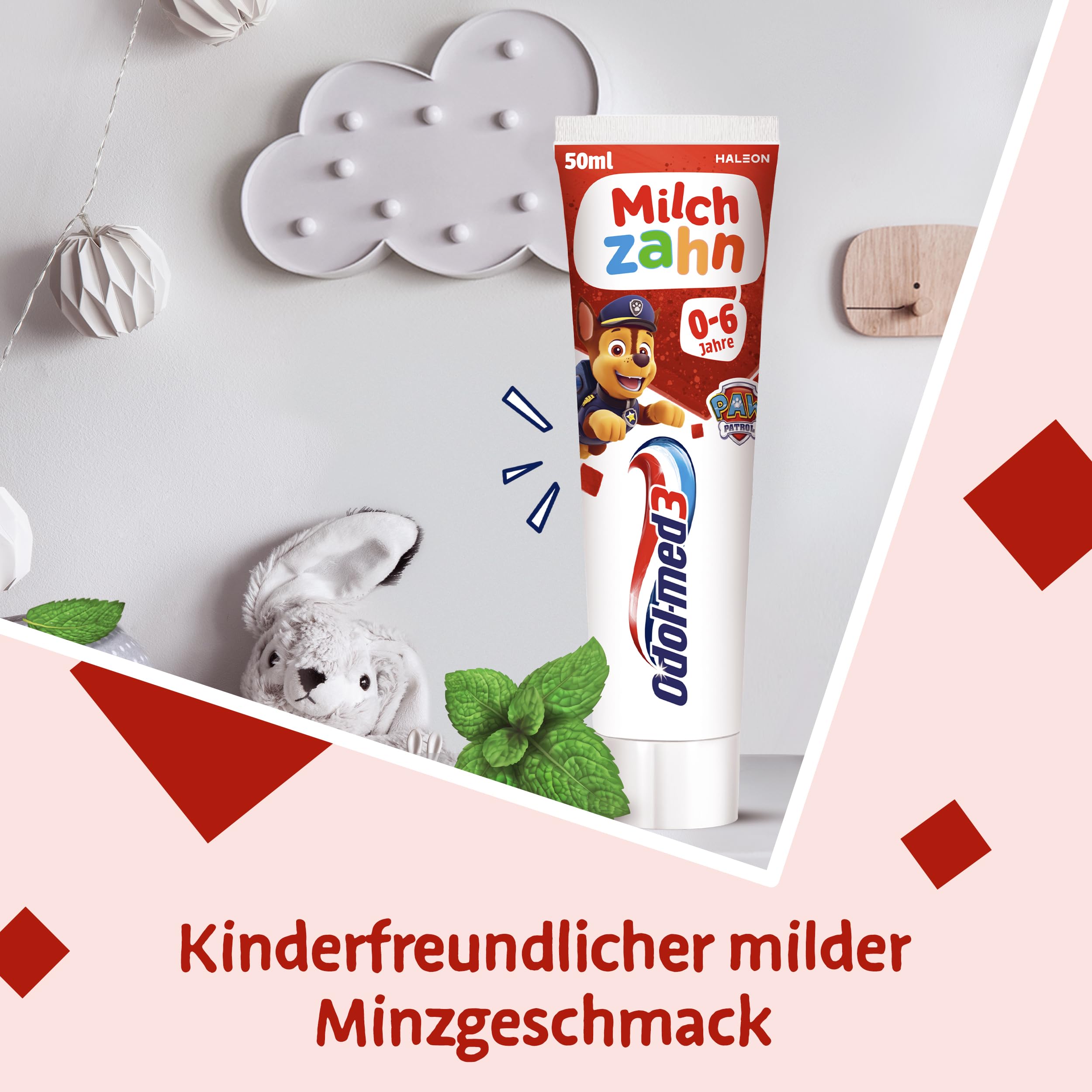 Odol-med3 Pasta de dientes de leche, 6 x 50 ml, pasta de dientes para proteger y cuidar los dientes de leche saludables para niños de hasta 6 años