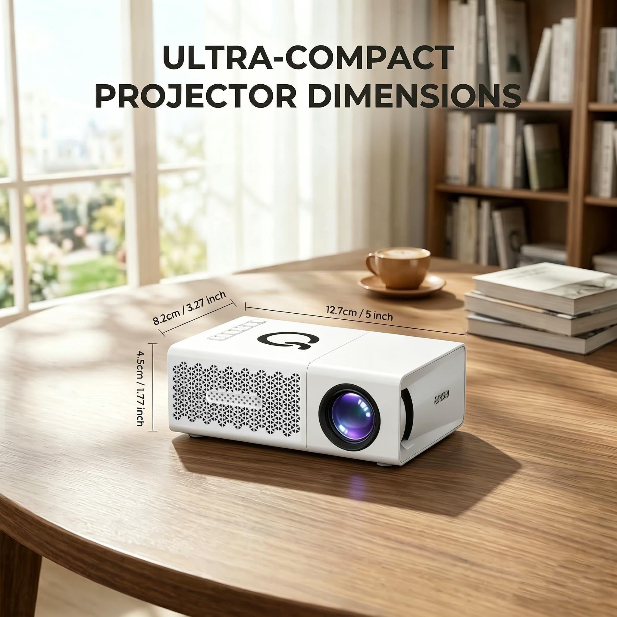 Mini proiettore, videoproiettore portatile, risoluzione locale di 720p, supporta 1080p, adatto per l'uso con smartphone, tablet e USB, offre effetti visivi 3D realistici
