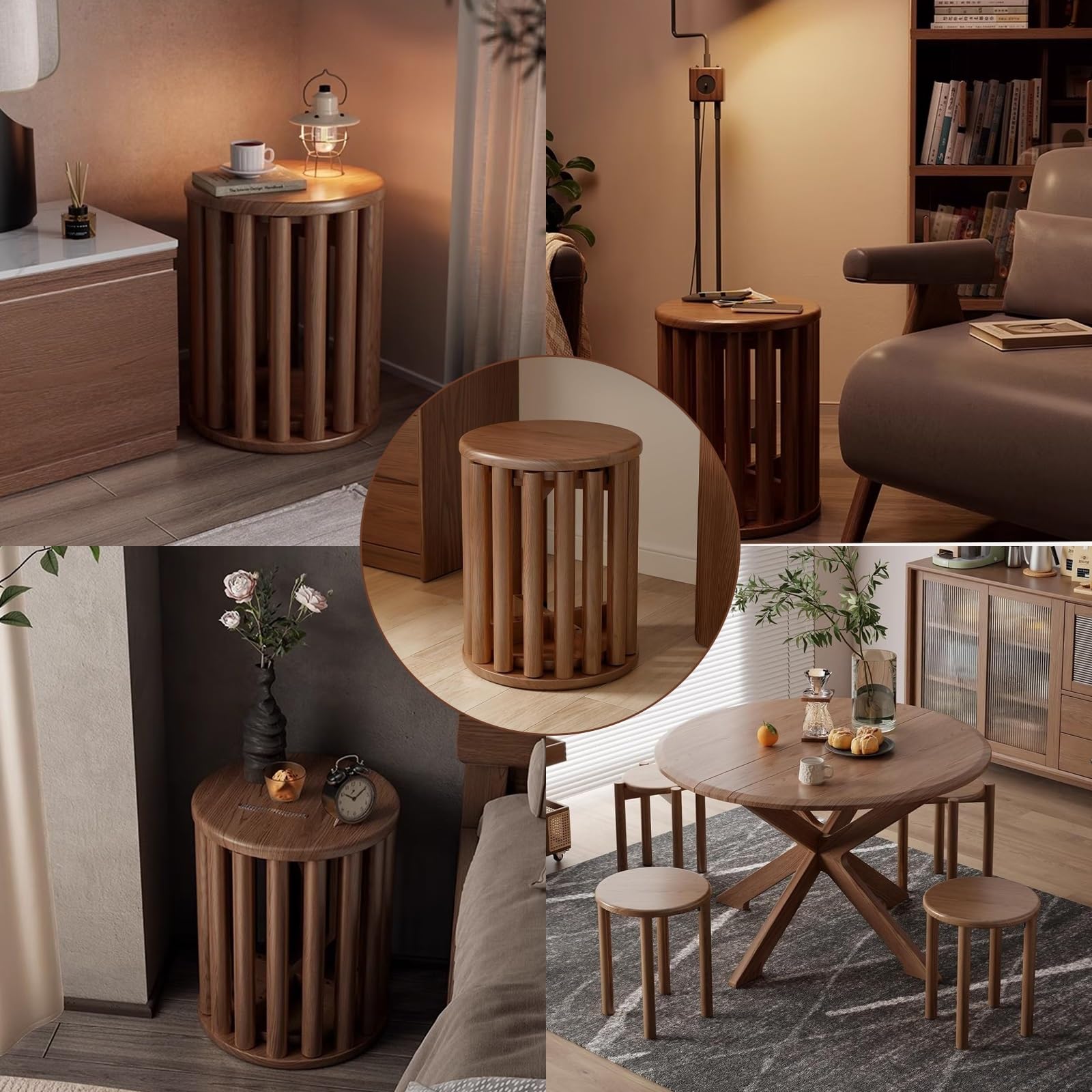 Stackable Stools Set of 4,Wooden Side Tables Stool,18 Inch Stool