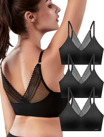 Livona Lace Bralette للنساء - حمالة صدر رياضية مريحة براليت مبطنة مع دعم قمم التمرين Cami Crop S-XXL