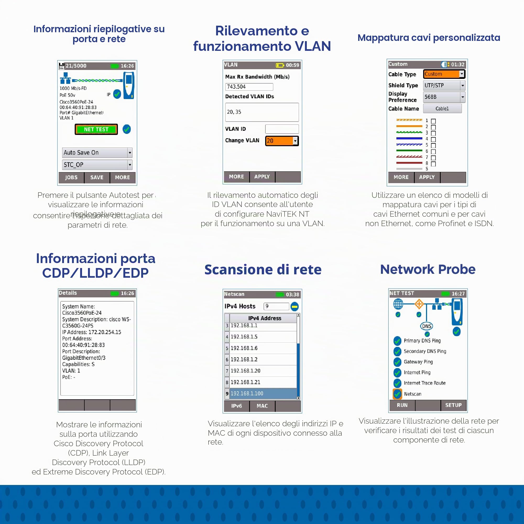 TREND Networks | NAVITEK NT PRO | Schermo tattile per rame e rete in fibra | Include rilevamento del servizio di rete, monitoraggio del traffico e report PDF integrati