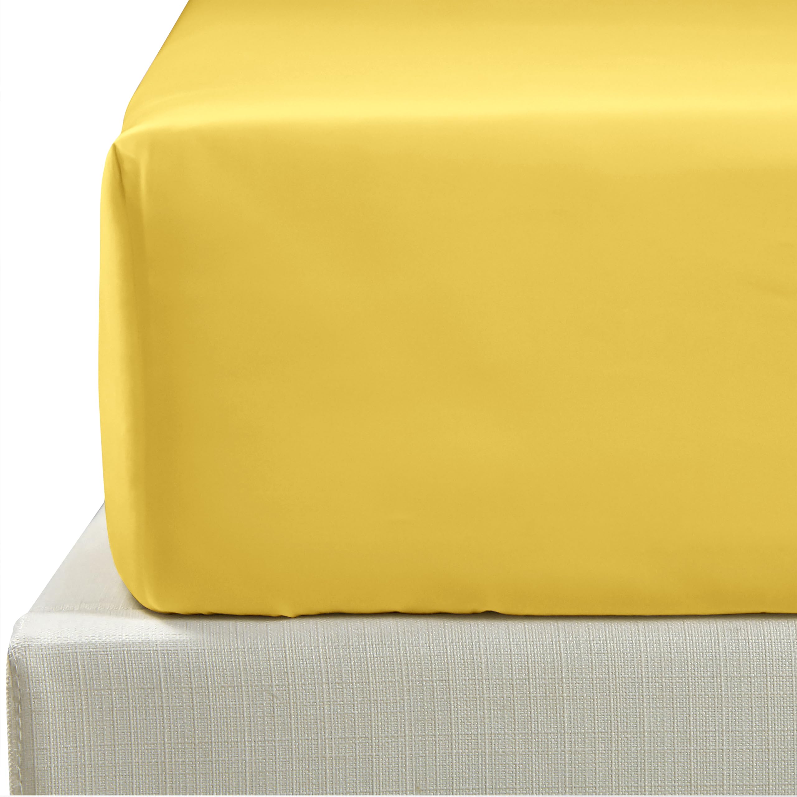 NTBAY 500 Thread Count 100% Egyptian Cotton Single Fitted Sheet, Super Soft Cozy and Breathable Deep 12" / 30cm Fitted Bed Sheet, Yellow