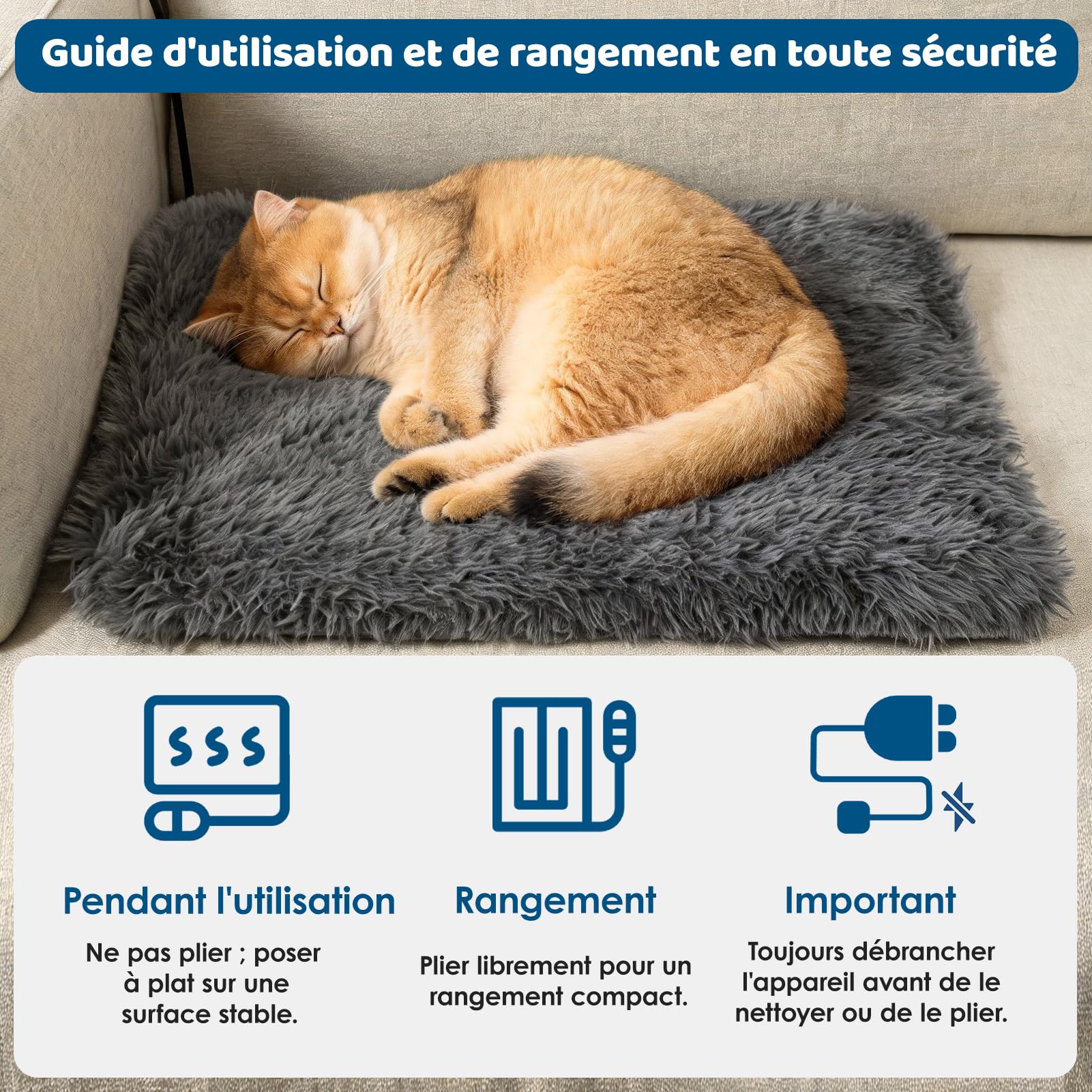 Wdmiya Tapis Chauffant pour Animaux avec 9 Niveaux de Température&Minuterie