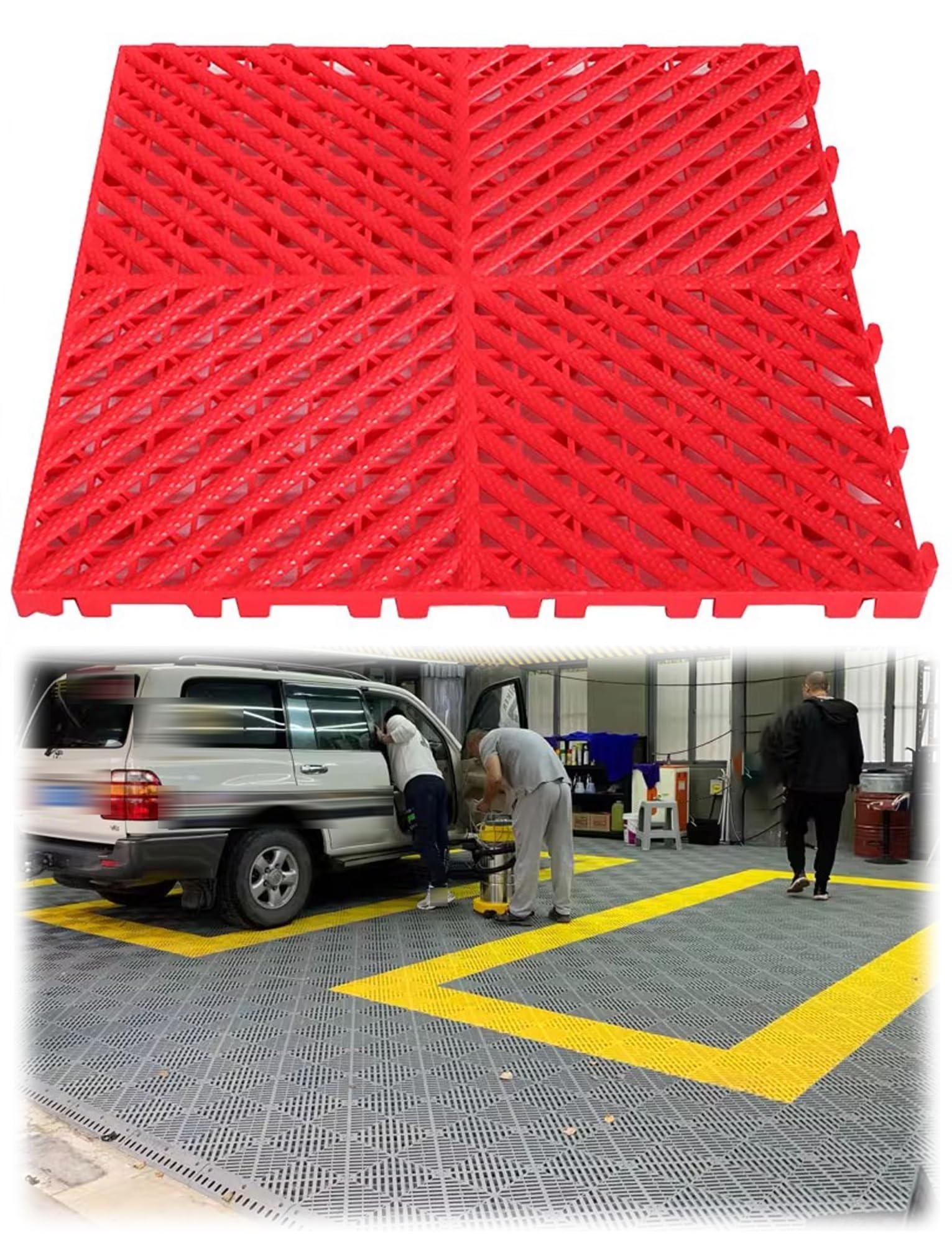Alfombrillas antideslizantes de garaje con drenaje rápido y fácil montaje