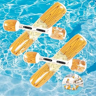 4Pcs Inflatable Pool Floats for adults, 2 Set Swimming Pool Inflatable Fun Pool Toys Battle Log Raft Floating Seat with Paddles, Pool Games Water Floaties for Adults/Kids Max Weight 220lbs