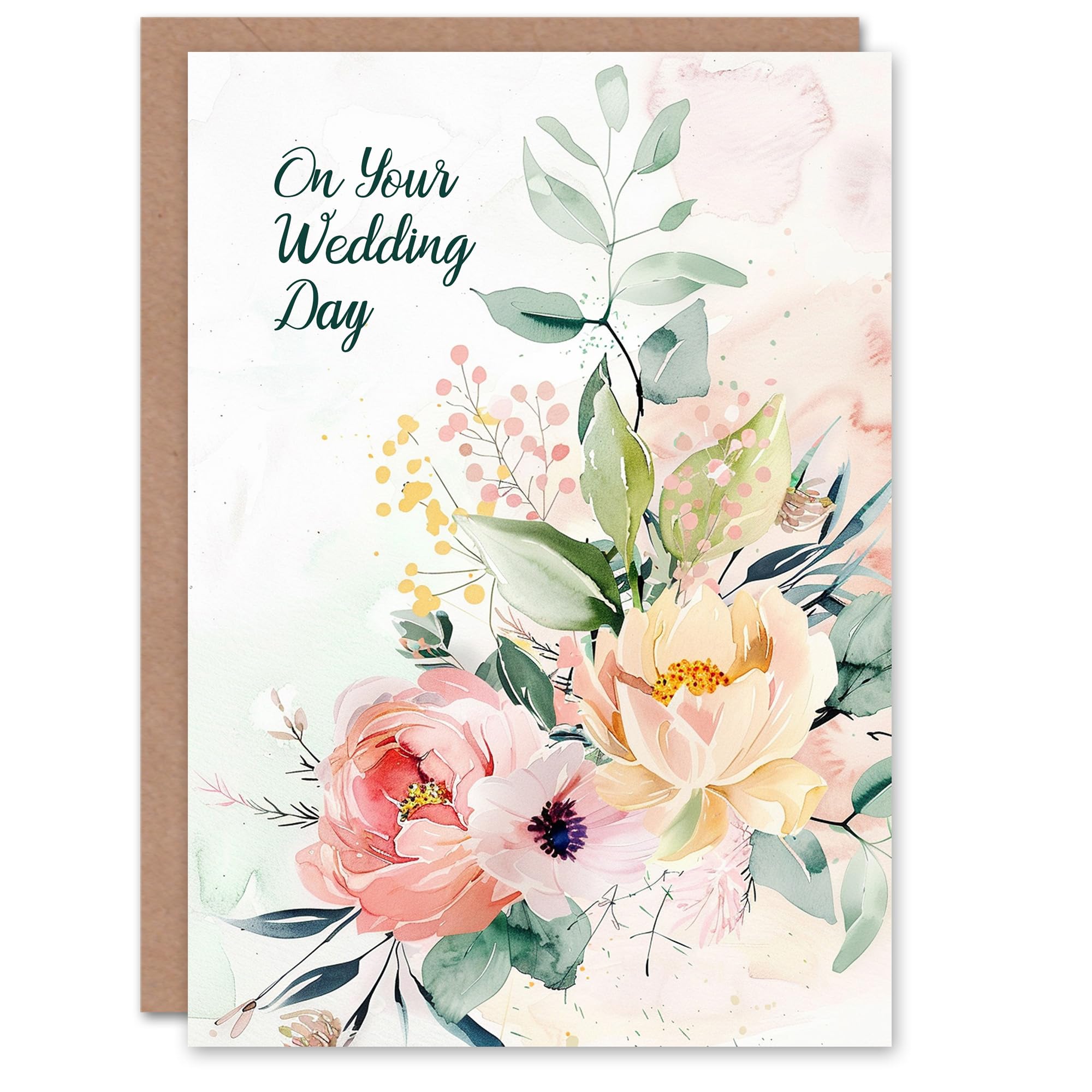 Artery8 Wedding Card - Floral Watercolour Bouquet Greeting Card