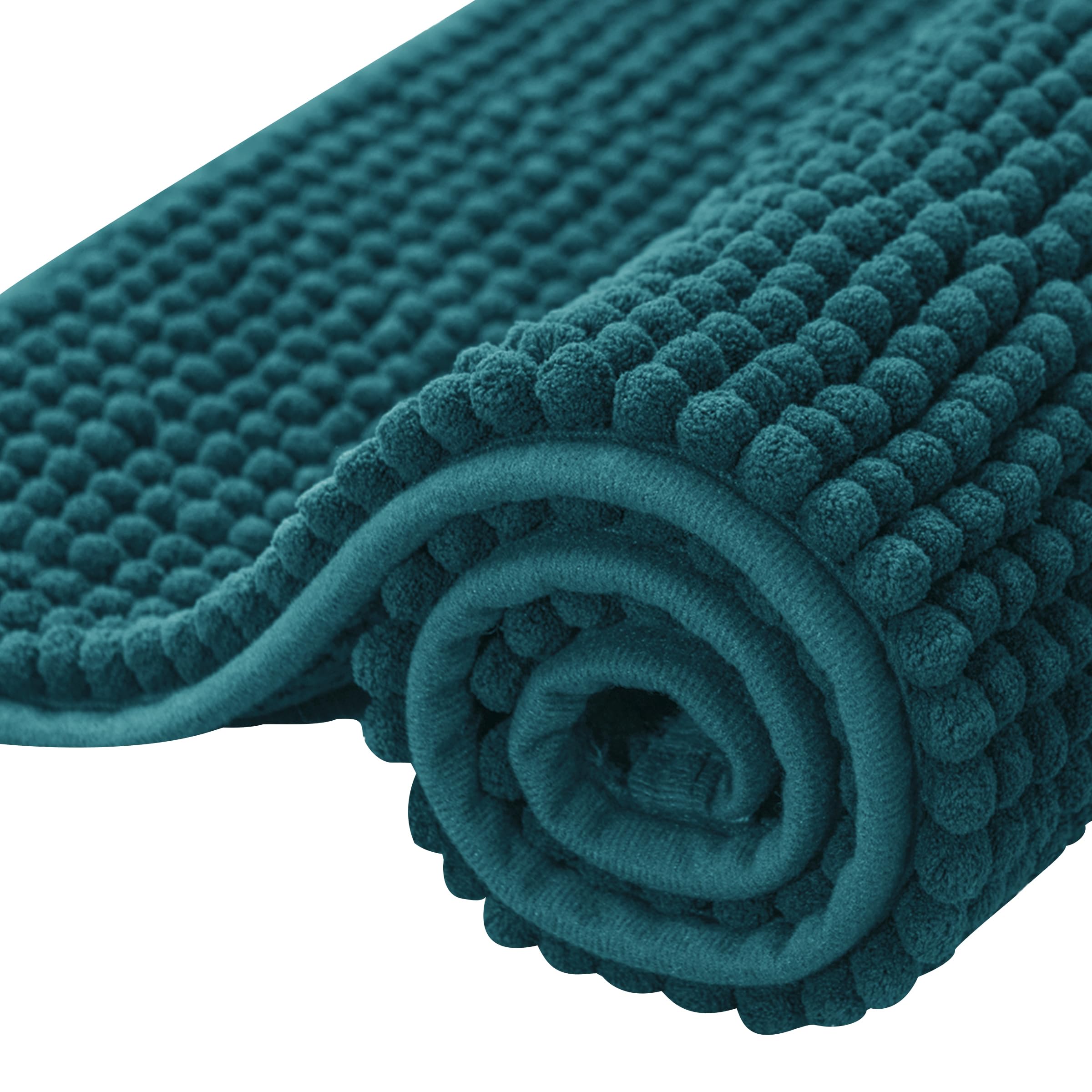 subrtex Bathroom Rugs Chenille Bath Rug Soft Short Plush Bath Mat Soft Shower Mat Water Absorbent Shower Mat Quick Dry Machine Washable(Blue,20" x 32")