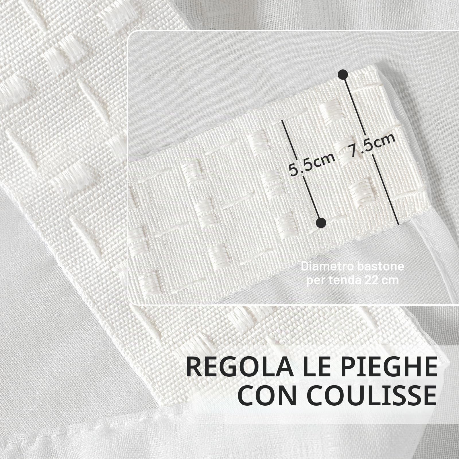 MIULEE Tende Voile Trasparenti con Anelli, Bianco, 140x290 cm, 2 Pezzi | Tende Voile Trasparenti con Anelli, Tessuto Leggero, Decorazione Moderna per Soggiorno e Camera da Letto