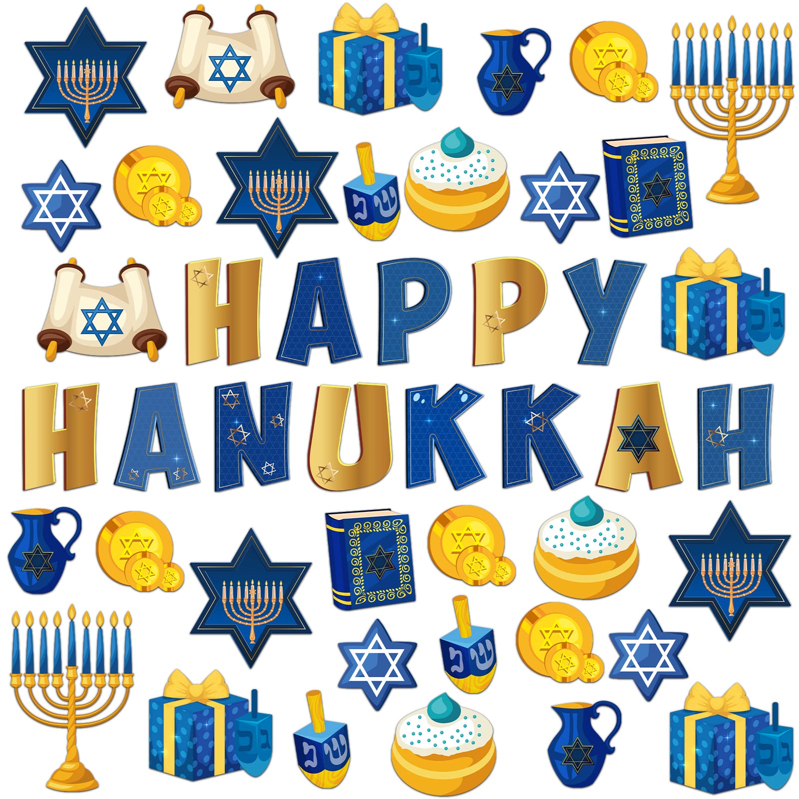 Marspark 68 Pcs Hanukkah Classroom Decor Menorah Bulletin Border Decor