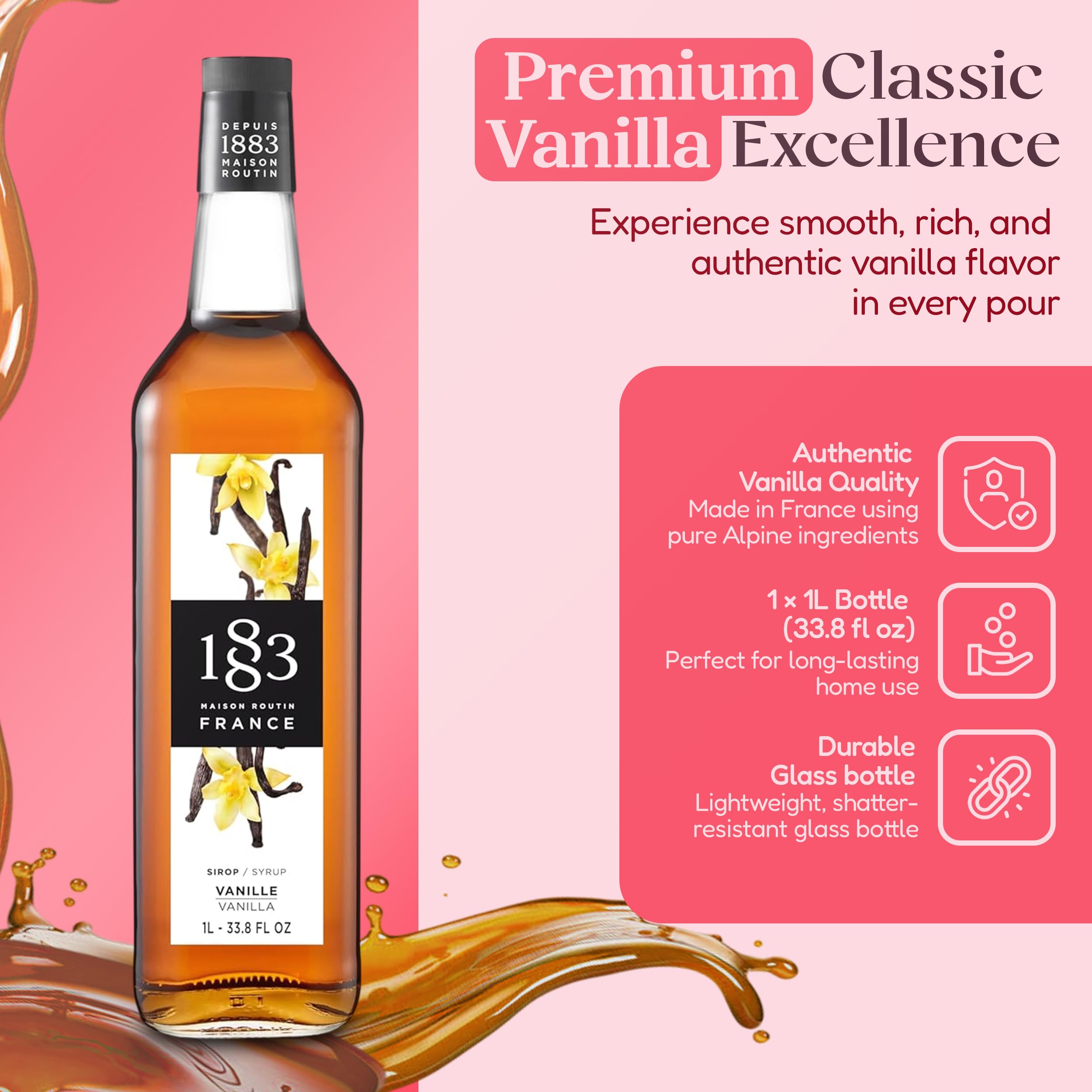 Amazon.com: 1883 Vanilla Syrup for Drinks, Made in France, 1 Liter
