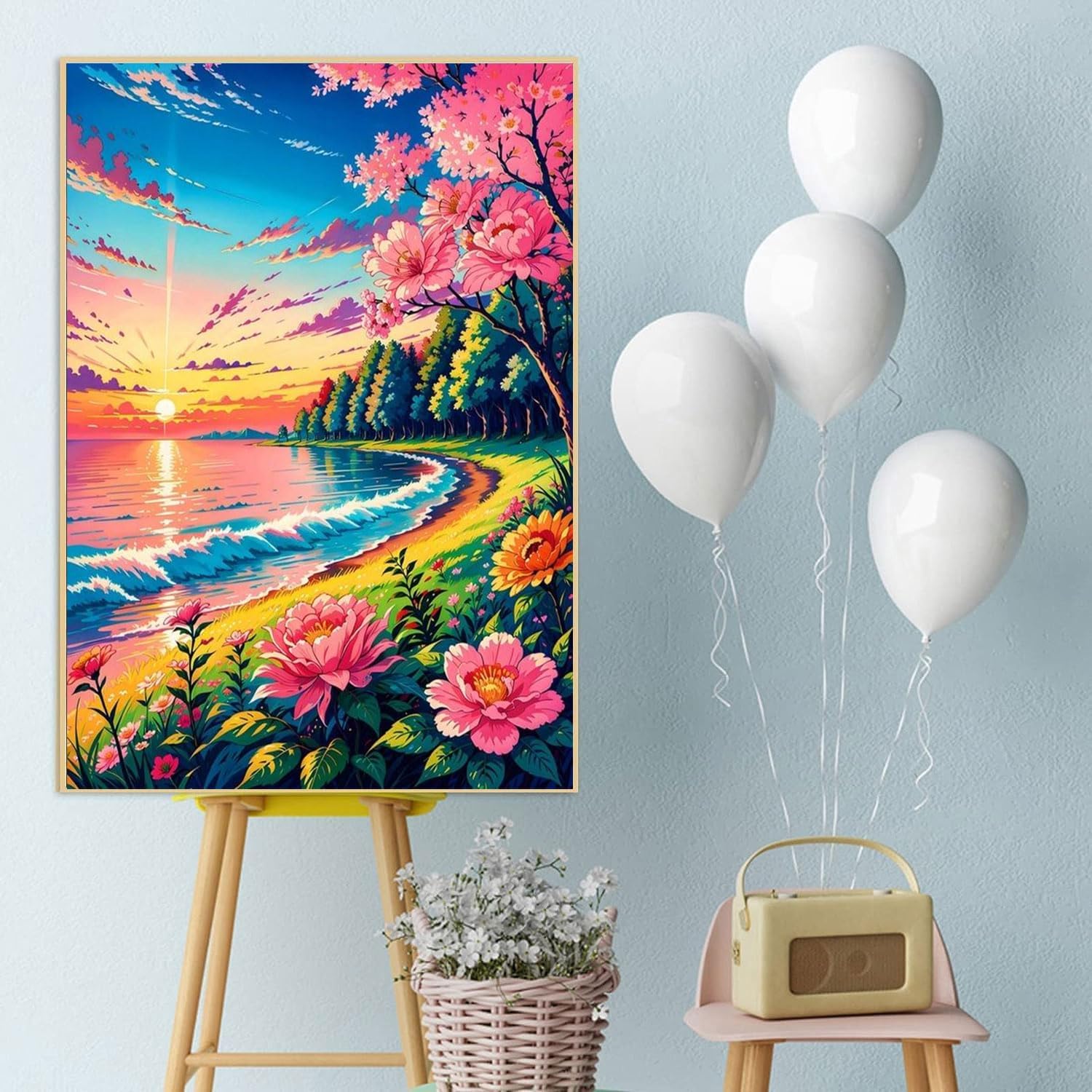 Generic Sunset Coast Diamond Art Kits for Adults,Diamond Art Kits Full Drill Crystal Rhinestone Diamond Embroidery Craft Kits for Home Wall Decor 12X16 Inch