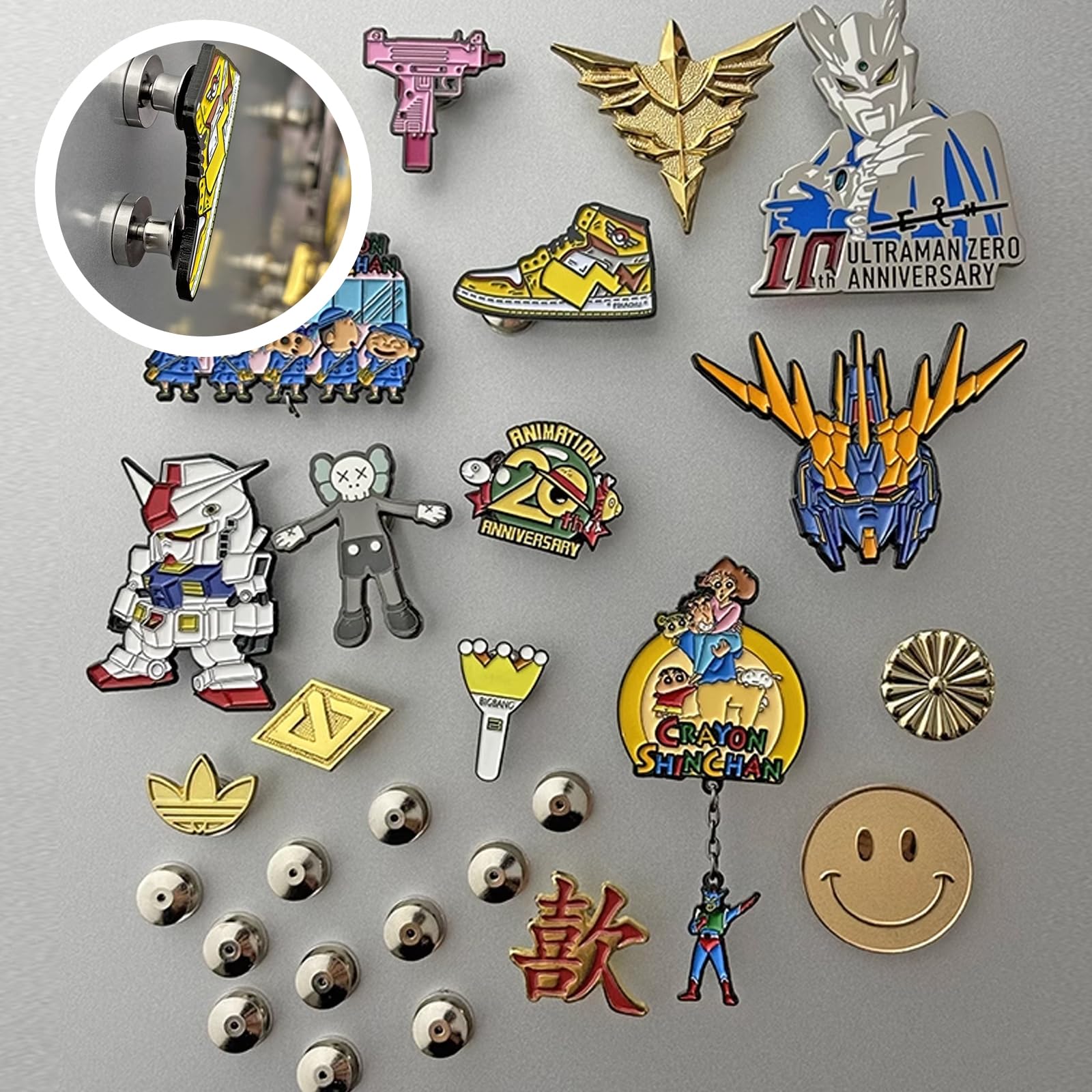 Amazon | 磁気ピンバック 15個 ロックピンキーパー バック メタルピン