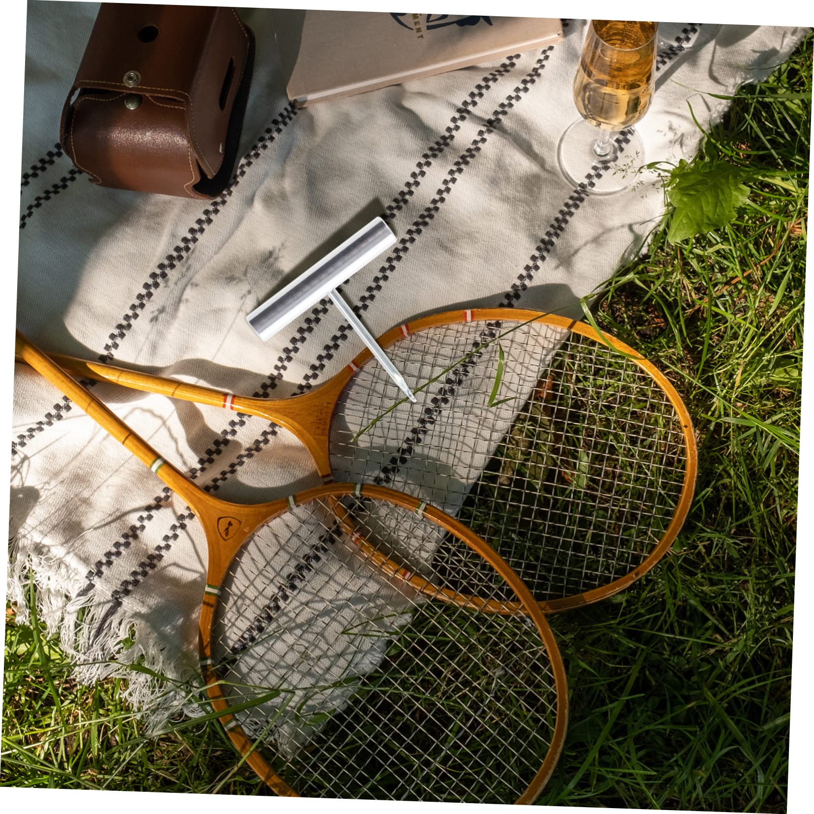 LIOOBO Saitenzieher mit Gebogenem Spitzen aus Edelstahl für Badminton und Tennisschläger Komfortabler Griff und T-förmigem Griffdesign für Schonende Bespannung