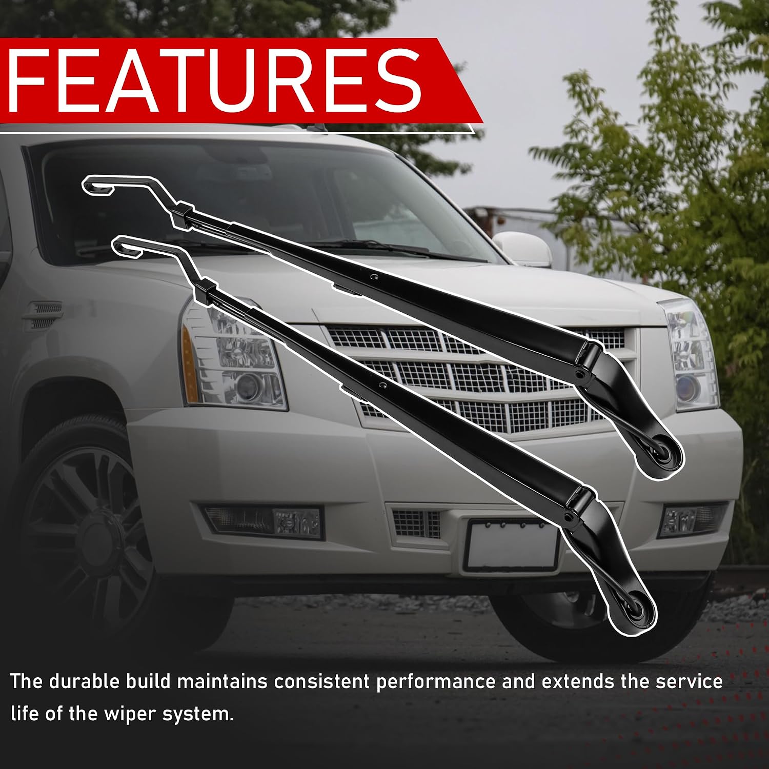 1 Pair Windshield Wiper Arm Compatible with 2008-2014 Cadillac Escalade ESV EXT 2008-2013 Chevrolet Avalanche Suburban 1500 2500 Tahoe GMC Yukon Yukon XL 1500 2500 Replaces 42370 42371