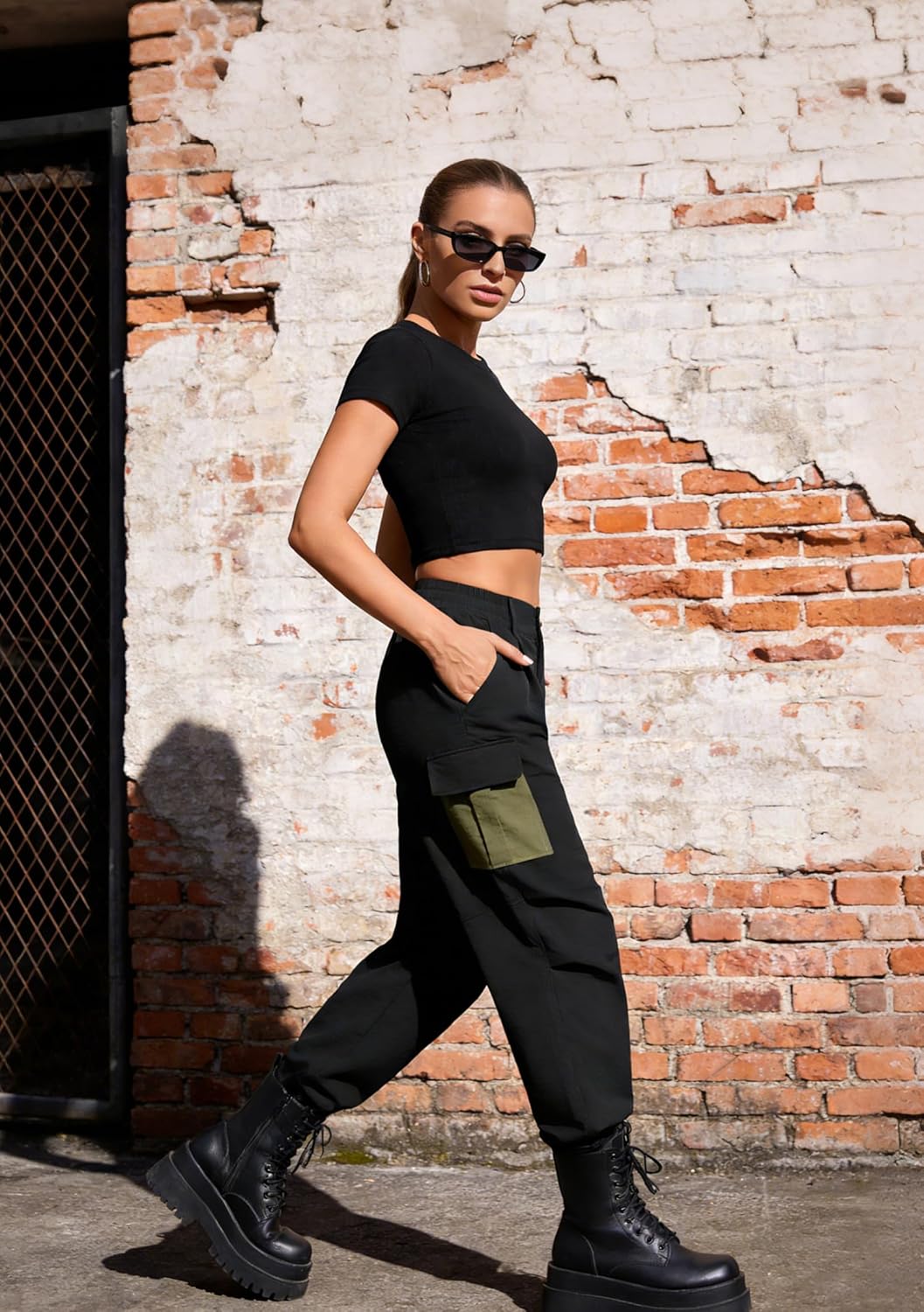 Cargo Pants Women Summer 2026 - Contrast Pockets Lightweight Travel Hiking Drawstring Casual Streetwear Trousers - Image 6