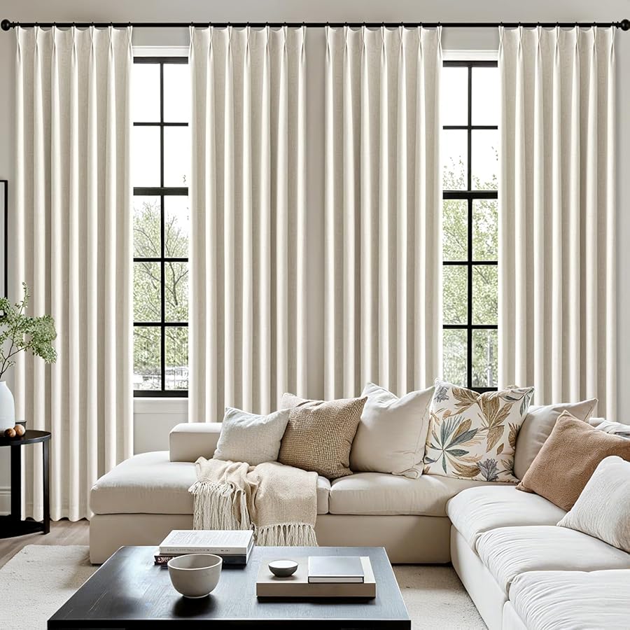 MIULEE Natural Pinch Pleated 100% Blackout Linen Curtains for Bedroom, Room Darkening Light Blocking Window Curtains 84 inches Long for Living Room, Black Out Pleat Drapes with Pin Hooks, 2 Panels - image 7