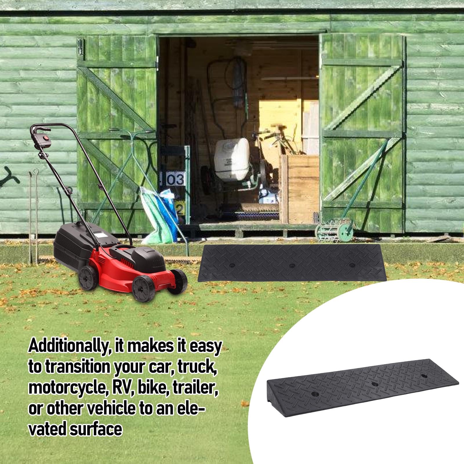 Portable Rubber Curb Ramp, Heavy Duty Rubber Threshold Bridge Track Curb Ramp with Hollow Grid Structure, Car Slope Step Pad for Doorway Sidewalk Loading Dock, 22000LBS (100 * 25 * 10cm)