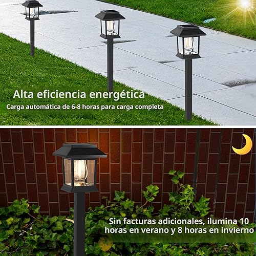 Miniatura 3 de Greluna - Luces solares para exteriores, juego de 12 luces impermeables de 3000K, encendido y apagado automático, para jardín, paisaje, camino,