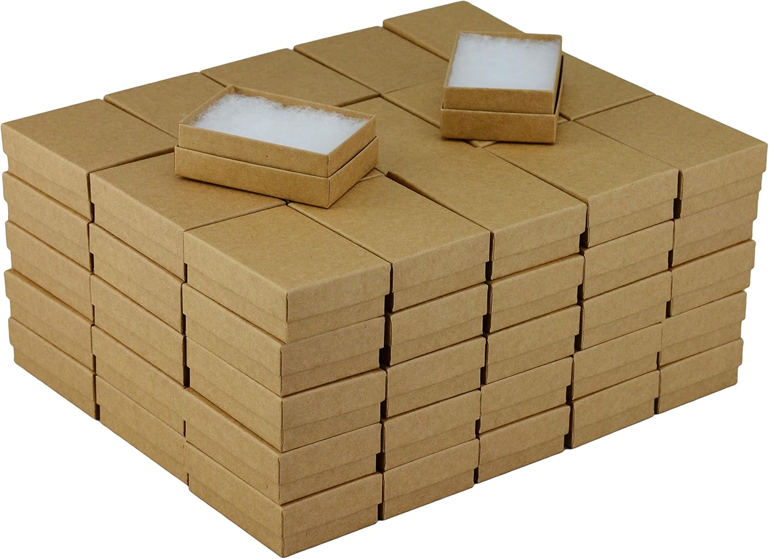 JPB Recycled Kraft Cotton Filled Jewelry Boxes #32 (Case of 100) (3 1/8" x 2 1/8" x 1")