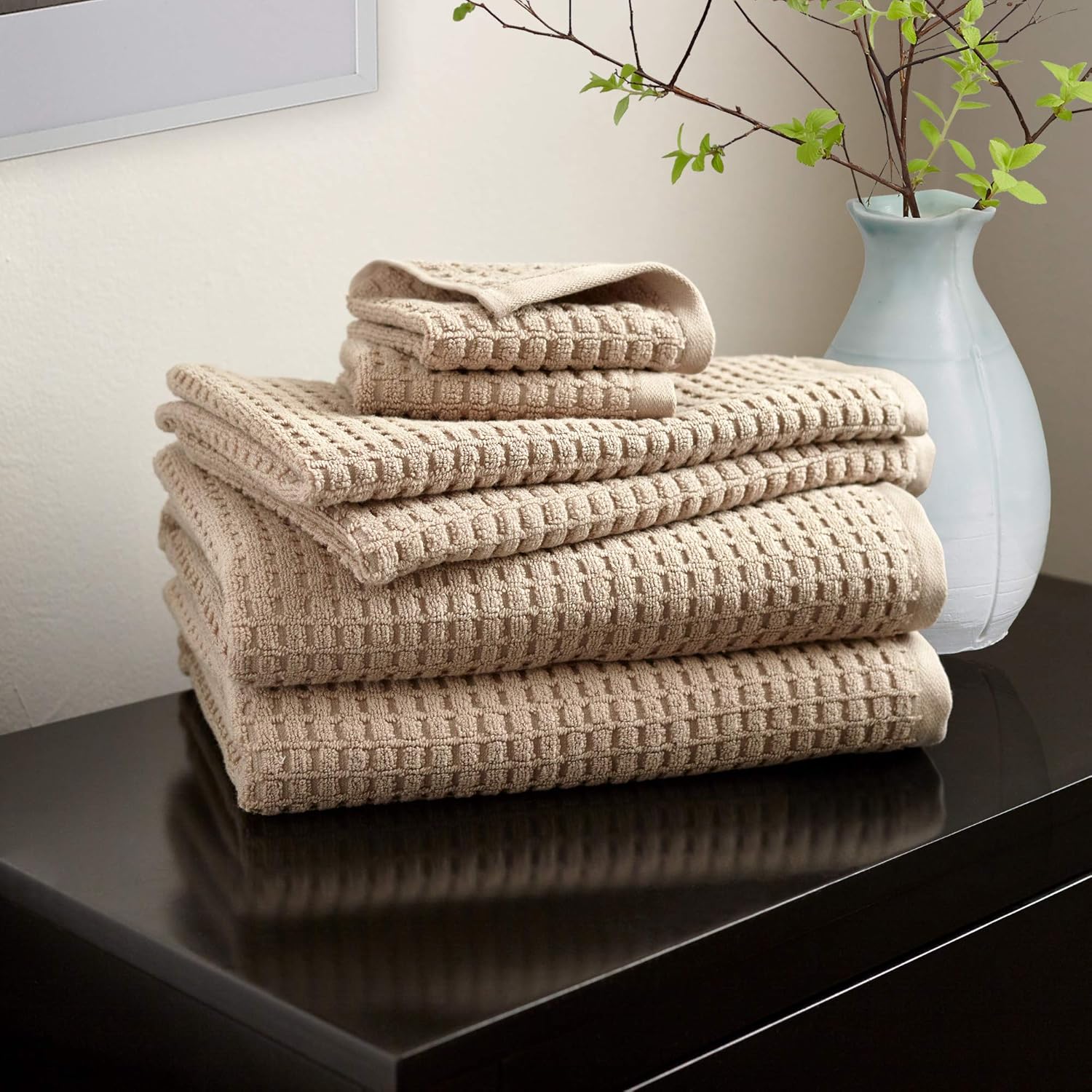 DKNY Quick Dry Bathroom Towel Set – 2 Bath Towels, 2 Hand Towels & 2 Washcloths – 100% Cotton – Ivory Linen DKNY Quick Dry Bathroom Towel Set – 2 Bath Towels, 2 Hand Towels & 2 Washcloths – 100% Cotton – Ivory Linen