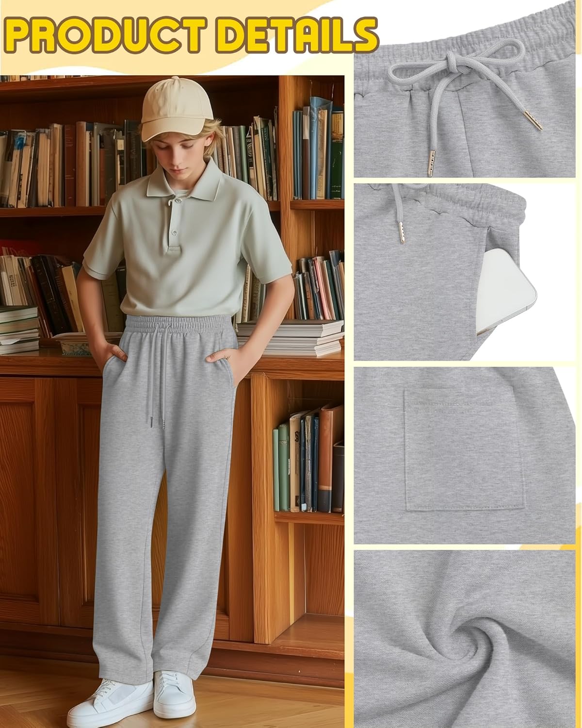 3 Pack Boys Baggy Sweatpants Casual Pants 5-14 Years Straight Leg Open Bottom Athletic Kids Joggers with Pockets - Image 5