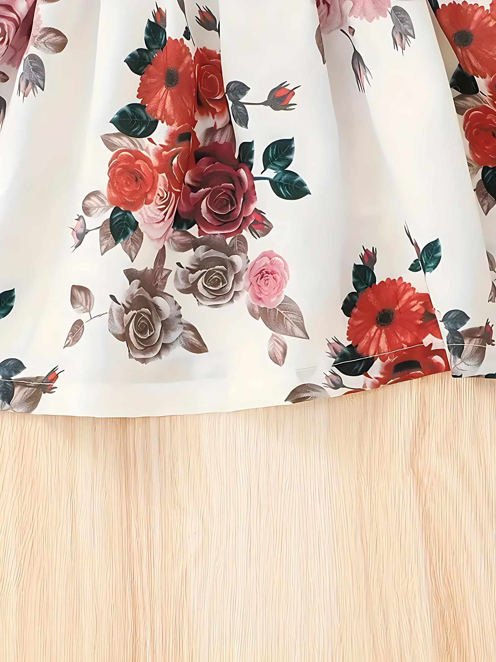 Buy & Try by Dharmikaay Girl's Lycra Floral Printed Frock Dress for Girls Short Frock Baby Princess Western Dresses| Stylish Fancy Kids Clothing for Festival, Birthday, Fashion. 1-2 Years - Image 5 thumbnail