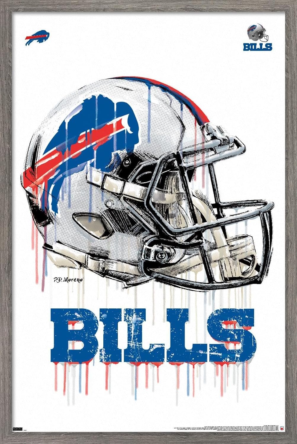 Trends International NFL Buffalo Bills - Drip Helmet 20 Wall Poster, 22.375" x 34", Premium Poster & Clip Bundle