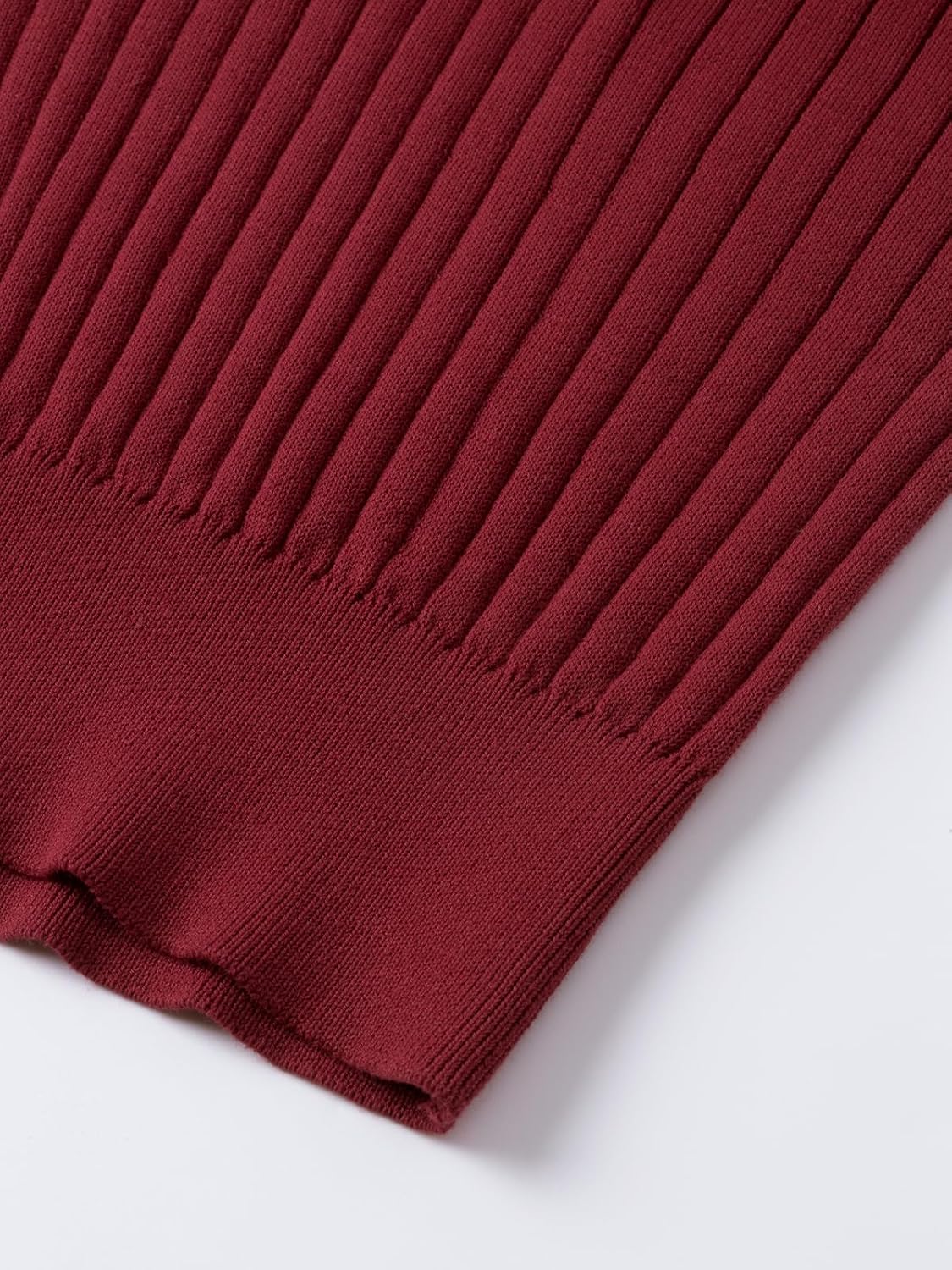 Pure BCI Cotton Short Sleeve Polo Shirts for Men Johnny Collar Sweater High Twist Ribbed Knit Buttonless Top - Image 6