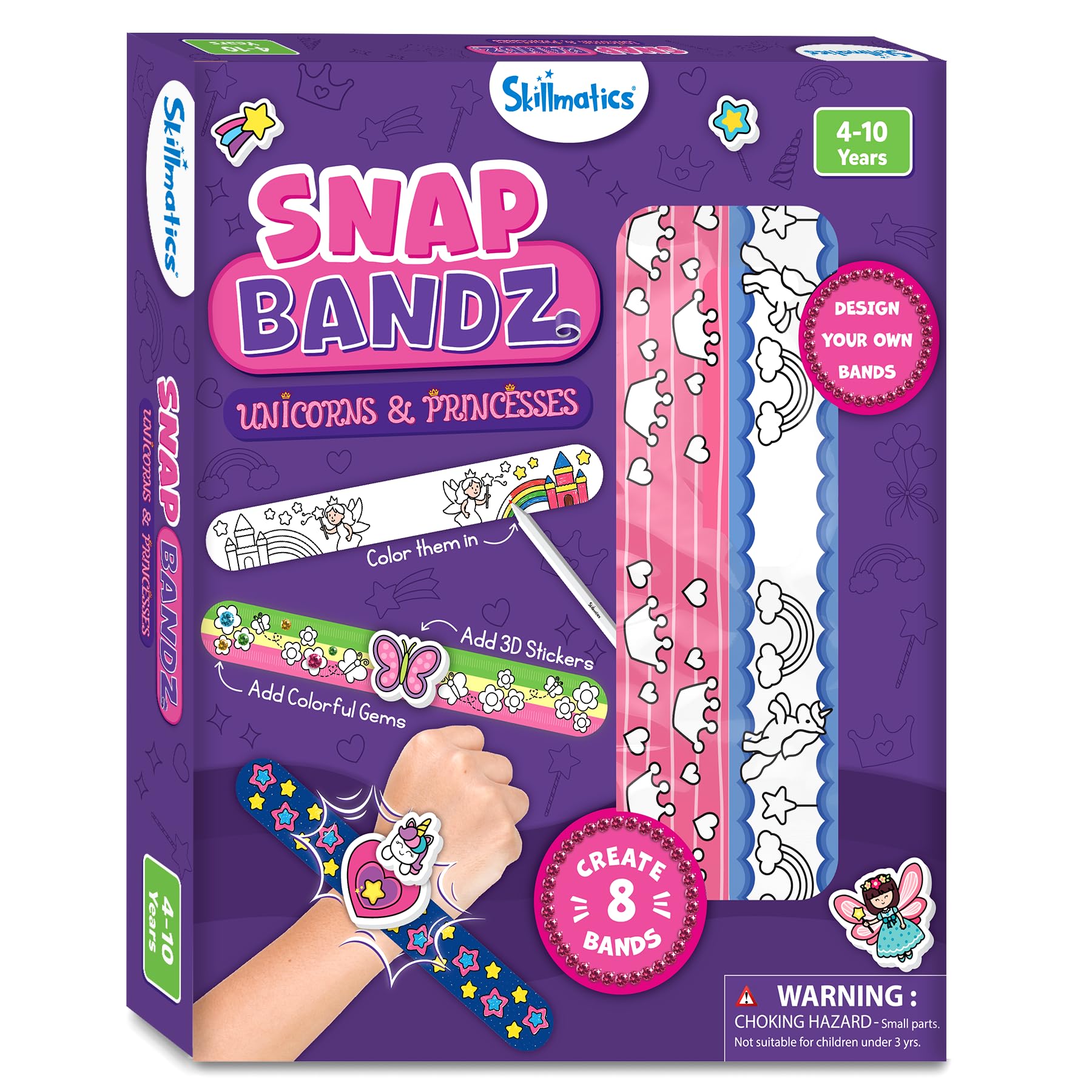 Skillmatics Craft Activity - Snap Bandz, Unicorns & Princesses, DIY Art & Craft Activity, Mess-Free, Creative Kit, 8 Bands (8.6"), Gifts for Girls & Boys Ages 4, 5, 6, 7, 8, 9, 10 - Image 9 thumbnail