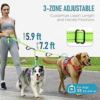 Vista 2 de Hands Free Dog Leash, Waist Bungee Leash for 2 Large Dogs, 6-8ft No-Tangle Heavy Duty Leashs(50-120 lbs)