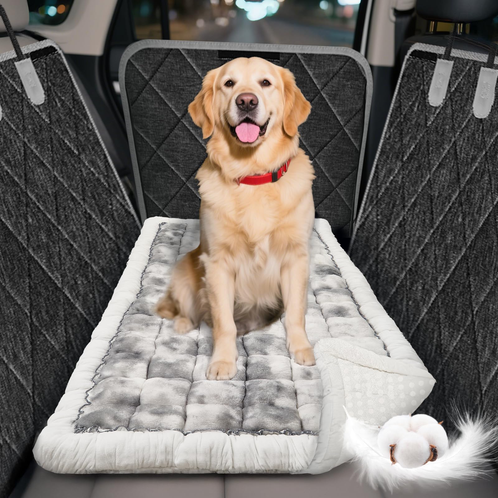 Cyhczx Thickened Dog Bed for Car Back Seat, Upgraded Bottom Non-Slip，Fits Hard Bottom car seat Cover for Dogs, Premium Mixed Color ，Dog Car Seat Cover