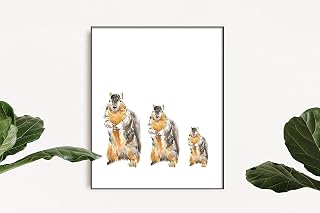 Triple Studio Squirrels Family Watercolor Art Print - Food Please Kitchen Decor - Unframed, Minimalist, Woodland, Sweet Animal, UNFRAMED, Signed by Artist