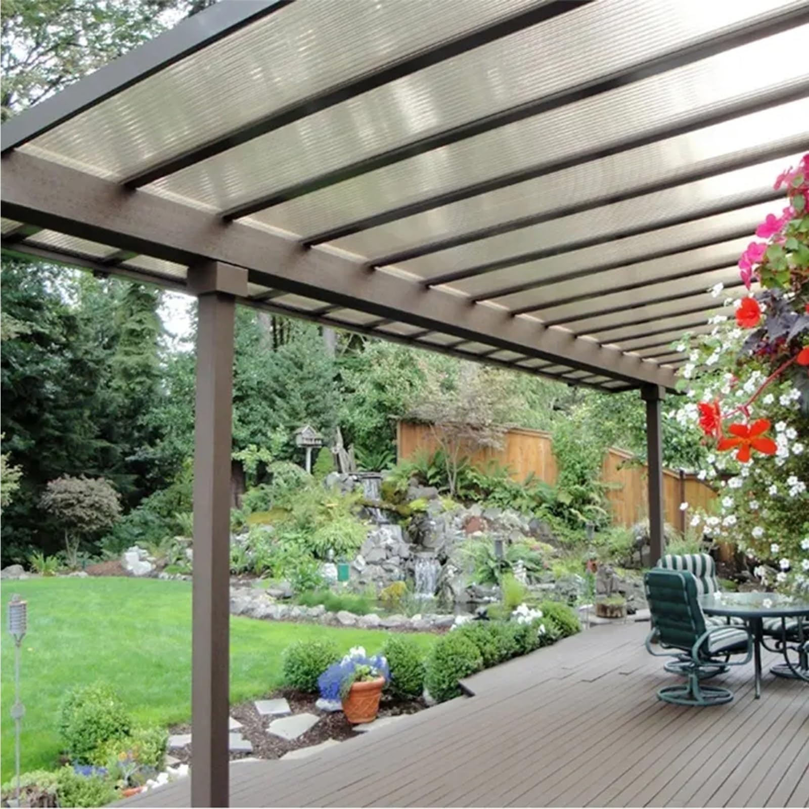 Lámina de policarbonato para techos, lámina Protectora contra la Lluvia y los Rayos Ultravioleta de policarbonato para pérgola de Invernadero de jardín (Color: Transparente, tamaño: 1,2 mx4