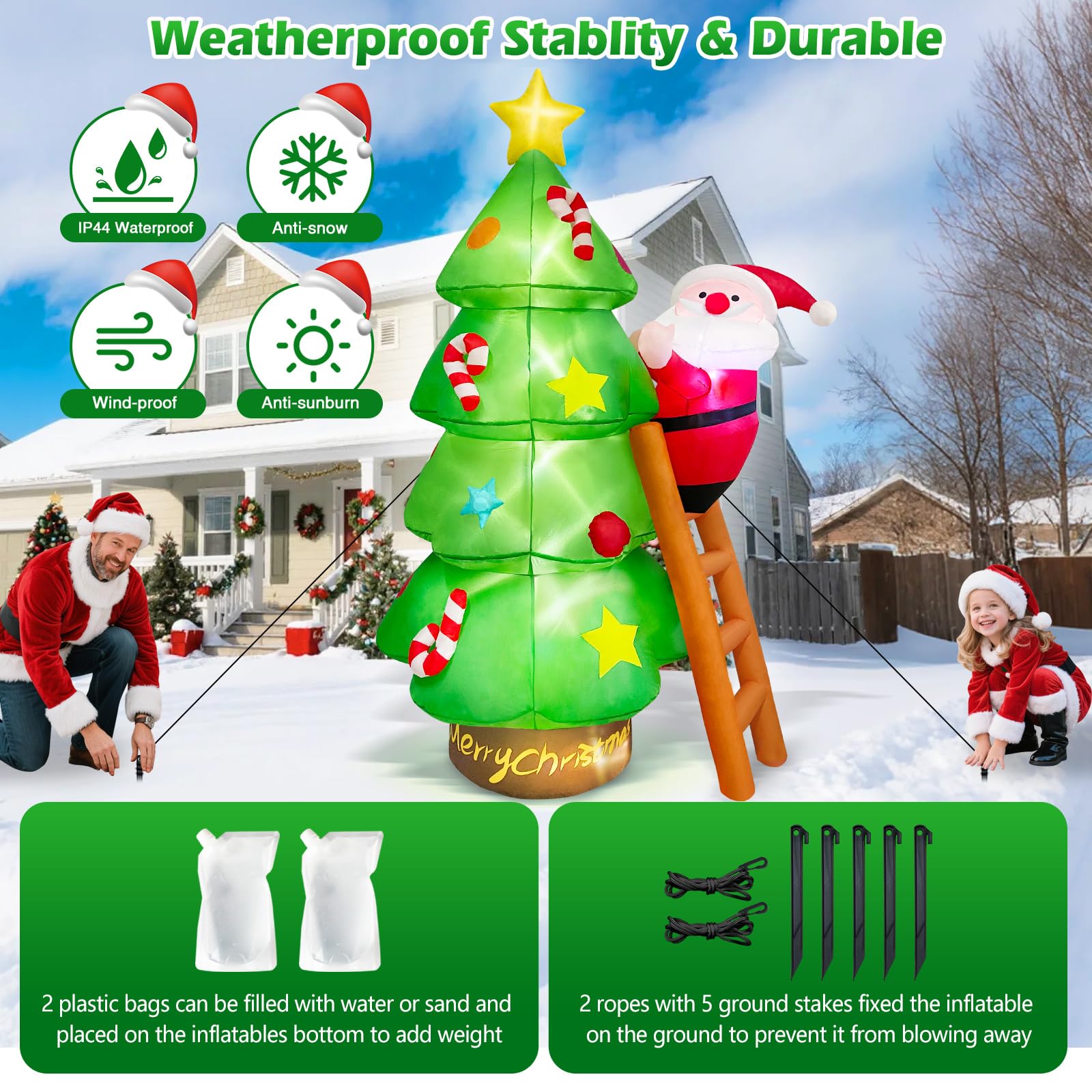 Danxilu 7 FT Inflatable Christmas Tree with Santa Claus Climbing - Image 4