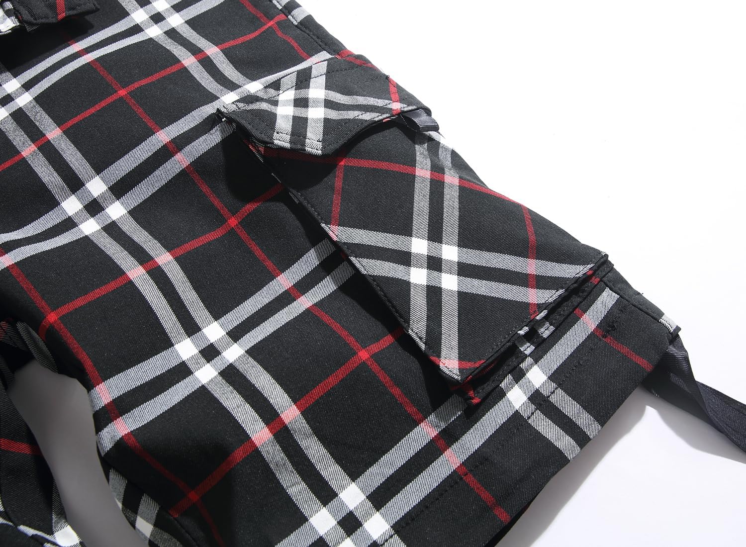 NOVOCCT Cargo Short for Men Relaxed Fit Plaid Outdoor Hiking Work Stretch Cotton Casual Shorts with Multi-Pocket - Image 4