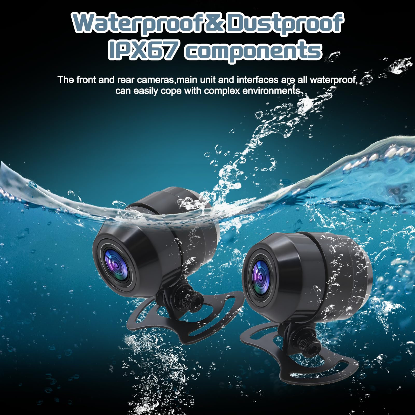 Geloo Carplay Draadloze Motorfiets Camera 1080P Dual Touch Screen GPS Waterdichte Motorfiets Recorder
