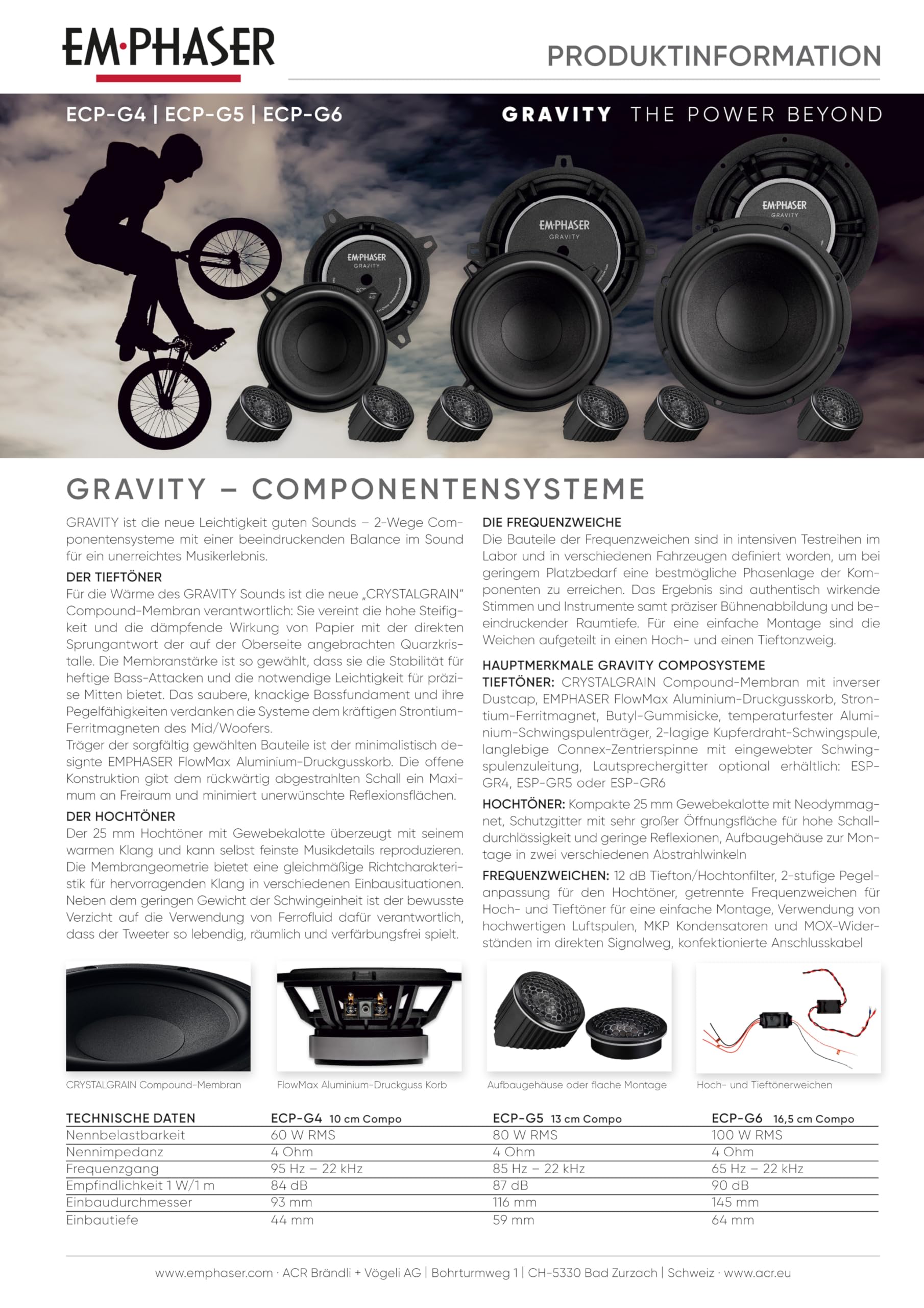 EMPHASER ECP-G5 – 13 cm 2-Wege Komponentensystem, 80 W Auto Lautsprecher | Klangstarkes 5 Zoll Soundsystem für PKWs & Wohnmobile, für Armaturenbrett, Türen & Heck, mit 25 mm Gewebehochtöner, 1 Paar