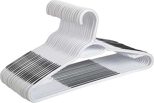 Finnhomy Paquete de 50 perchas de plástico, perchas para ropa con almohadillas antideslizantes, organizador fácil de deslizar para ahorrar espacio,