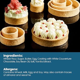 Cambie Sweet Round Mini Tart Shells, 1.38 Diameter, French Style Tart Shells with White Chocolate Coating (Pack of 96)