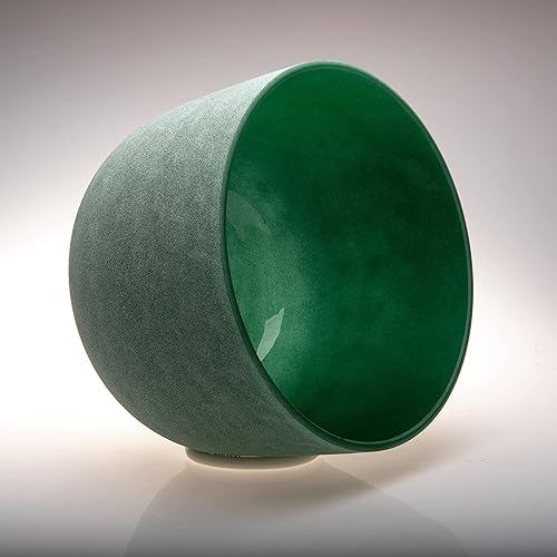 Vista 16 de TOPFUND Emerald Fusion E Note - Cuenco de cristal para plexo solar, 10 pulgadas, con funda de transporte resistente y mazo de gamuza Esmeralda E Note
