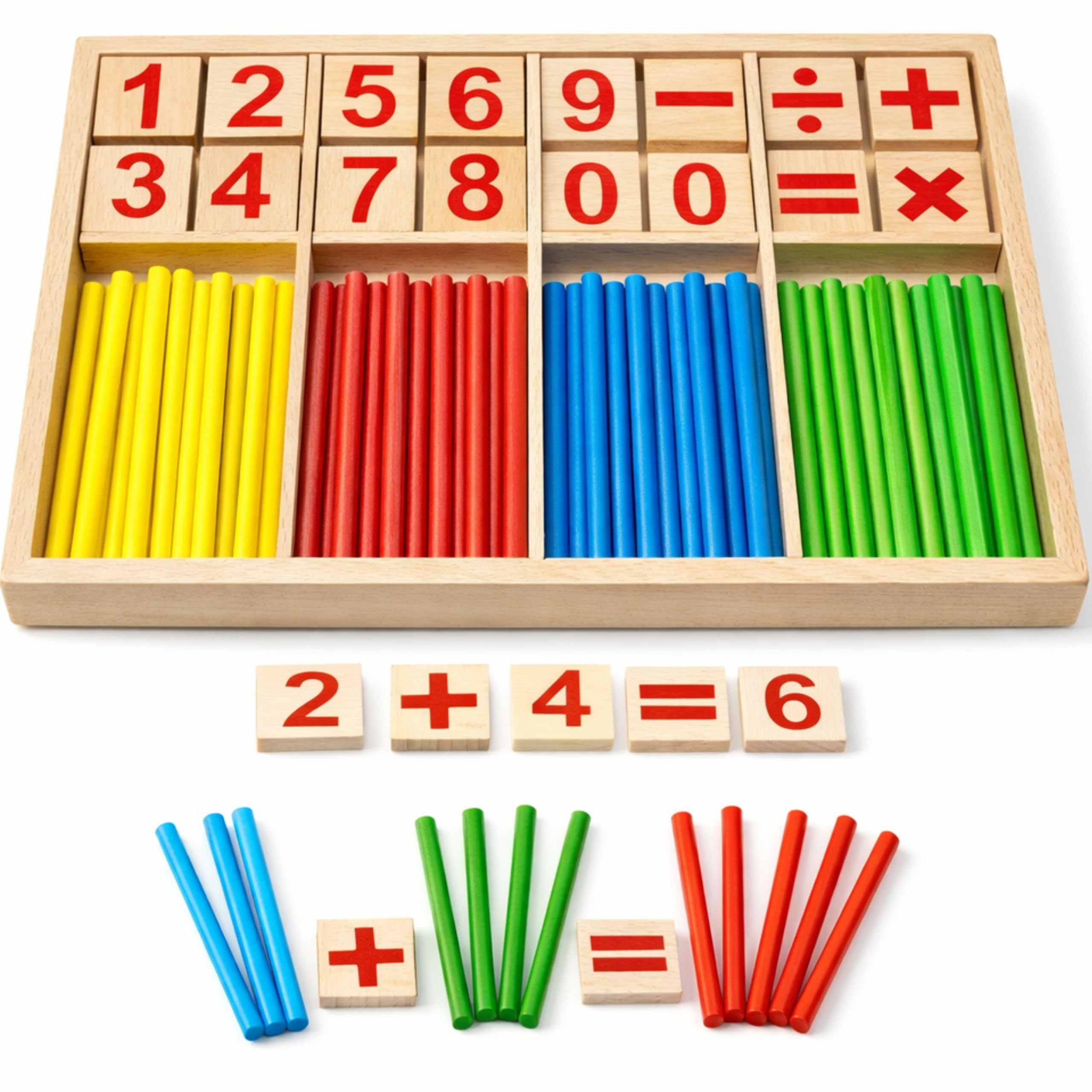Juguete Educativo Montessori - Tablas de multiplicar, sumar y restar - Juegos Divertidos de Madera ideales para niños de 3, 4 y 5 años