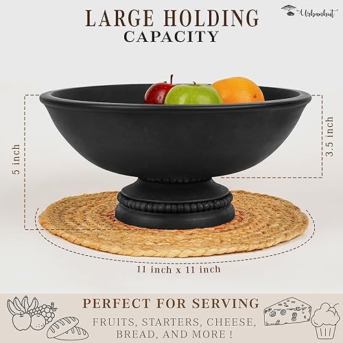 Miniatura 6 de URBANHUT Frutero de madera con manteles individuales de yute, cuencos rústicos decorativos para decoración de mesa, mesa de comedor y centro de mesa