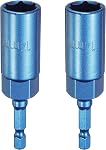 HARFINGTON 2pcs Nut Driver 12mm Hex Drive Socket CR-V Steel Power Screw Drill Bits Socket Wrench Tools with 1/4" Quick Change Hex Shank for Power Drills Impact Drivers, Blue