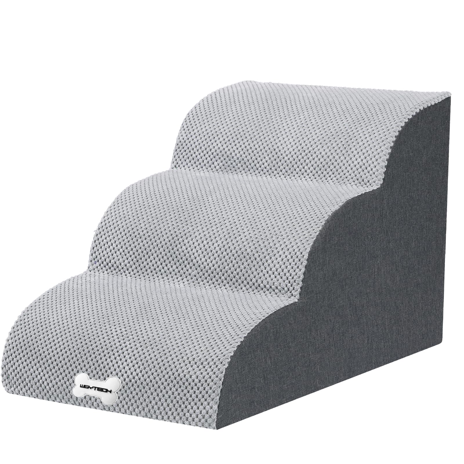 WGYTECH Escalera para Perros de 3 Peldaños, Escalera para Mascotas para Sofá Cama de Esponja de Alta Densidad, con Funda Extraíble Lavable y Fondo Antideslizante, Rampa para Perros de 40 cm de Altura