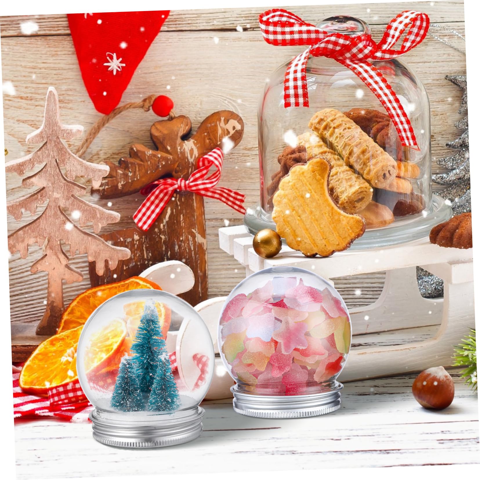 10pièces Boules à Neige Plastique à Remplir Soi-même Lot de Globes De Bouchons à Vis pour Décoration Noël Anniversaires Et Loisirs Créatifs